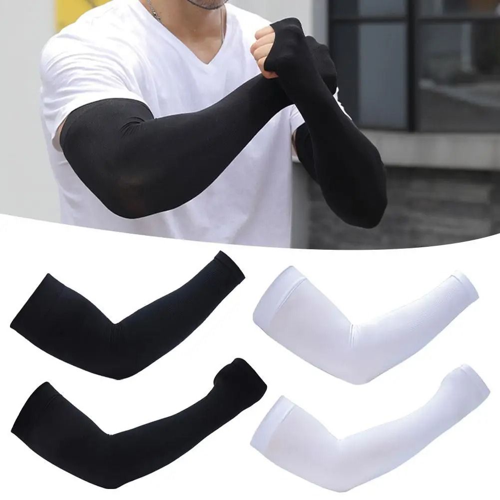 Mens Plus Size Ice Silk Sunscreen Sleeves - UV Protection Arm Covers