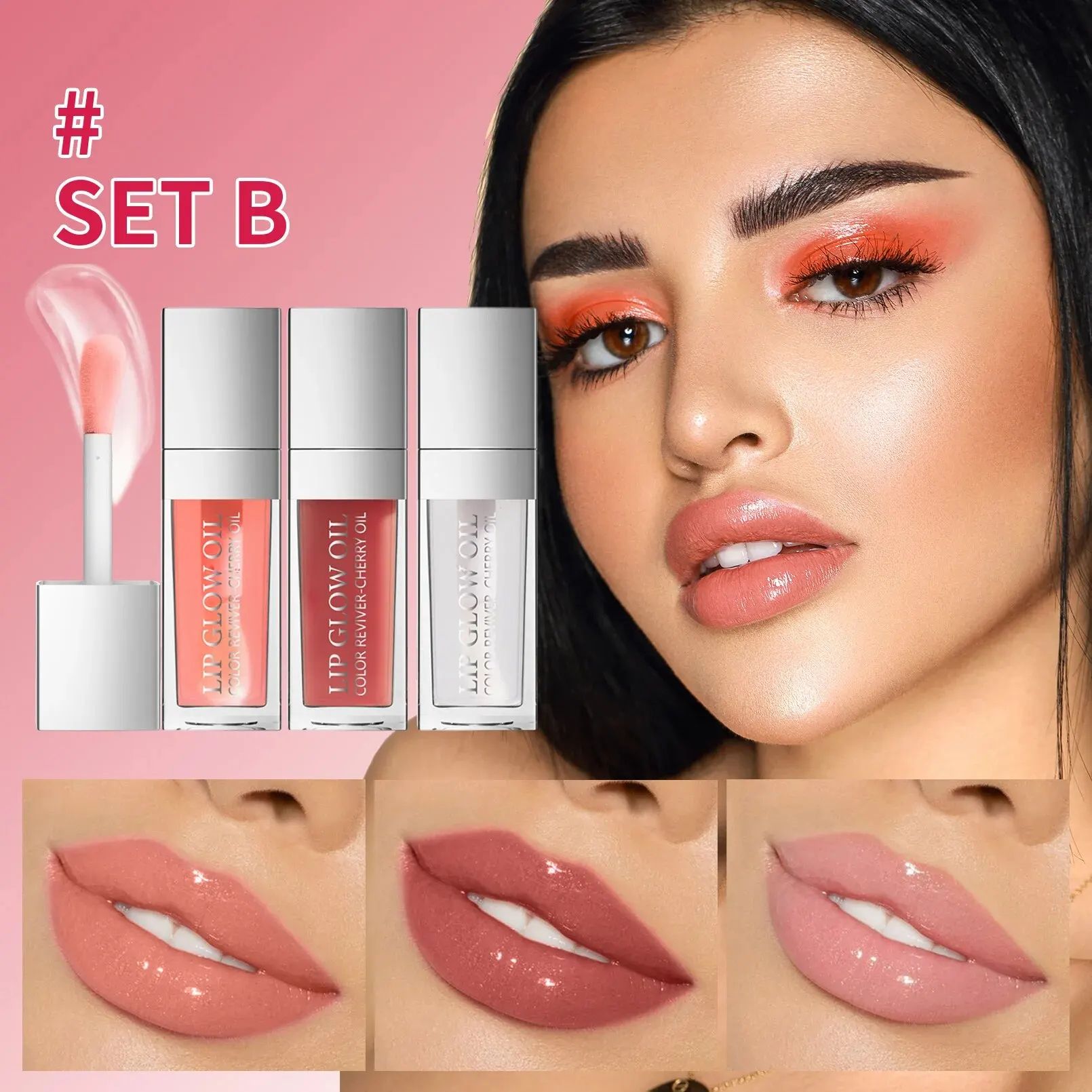 Crystal Jelly Lip Oil Set Hydrating Lip Plumper Gloss Tinted Lip Glow Collection