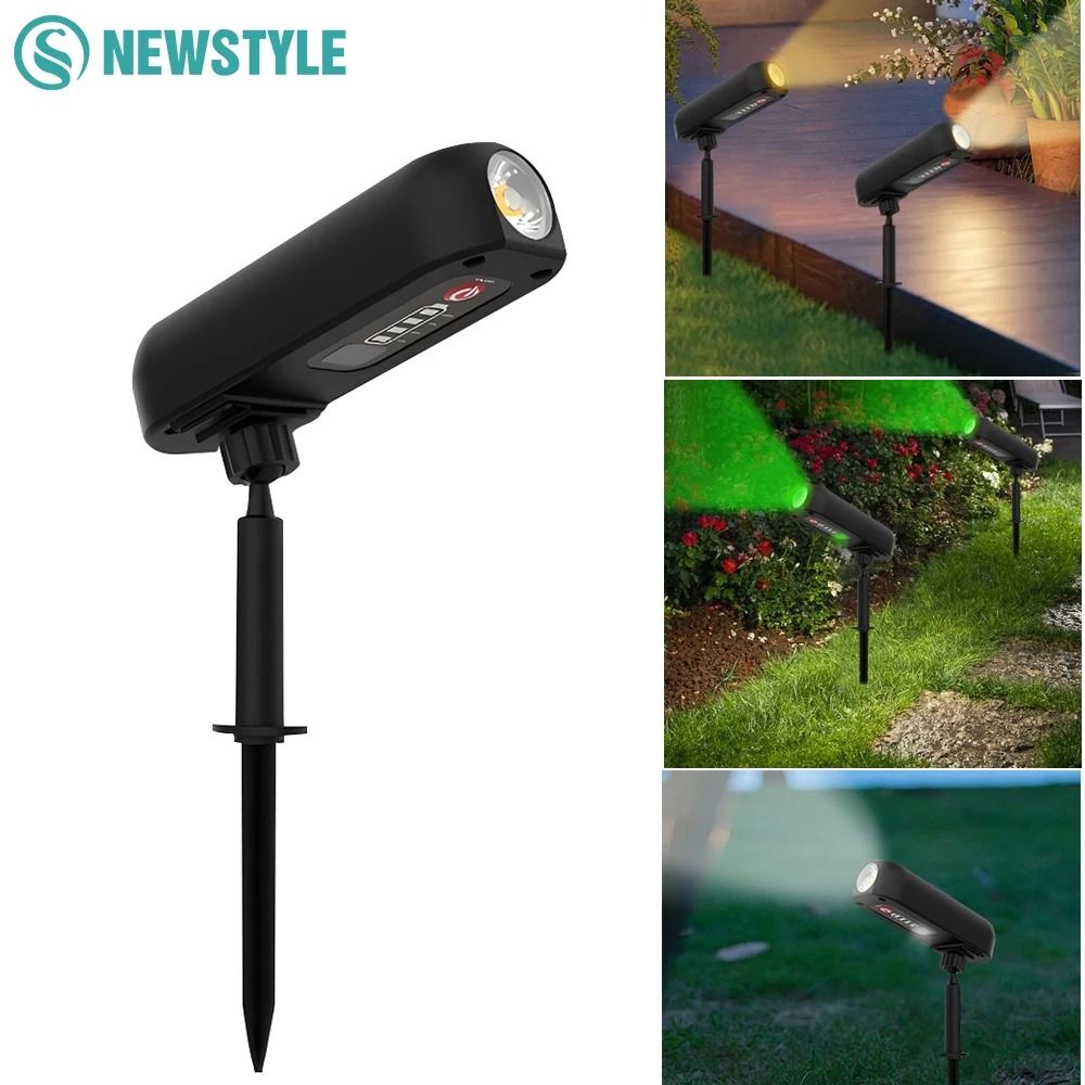 2-in-1 Solar Landscape Spotlight | IP65 Waterproof LED Decorative Lamp with Red/Blue/Green Light