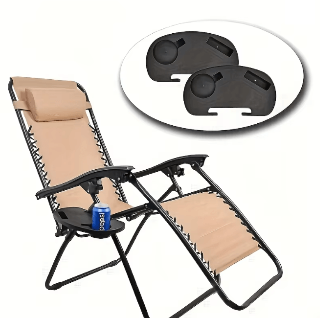 Durable Folding Chair Side Table Attachment with Cup Holder and Snack Tray