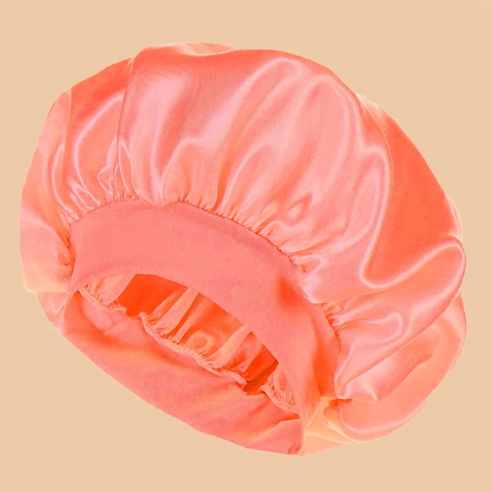 Women Satin Shower Cap Wide Brim Bonnet