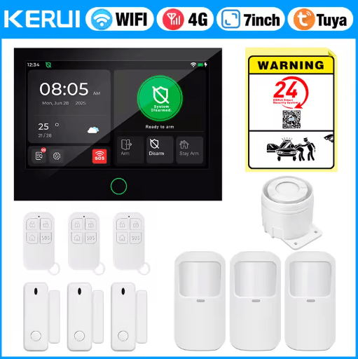 KERUI 4G + WiFi Smart Home Alarm System – 7 IPS Touchscreen Security Hub