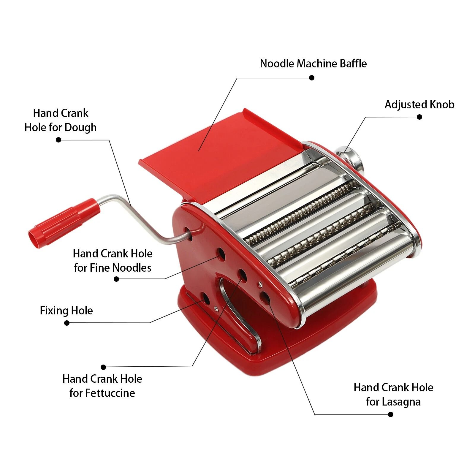 Pasta Maker Machine with Adjustable Thickness Settings, Durable Stainless Steel Construction