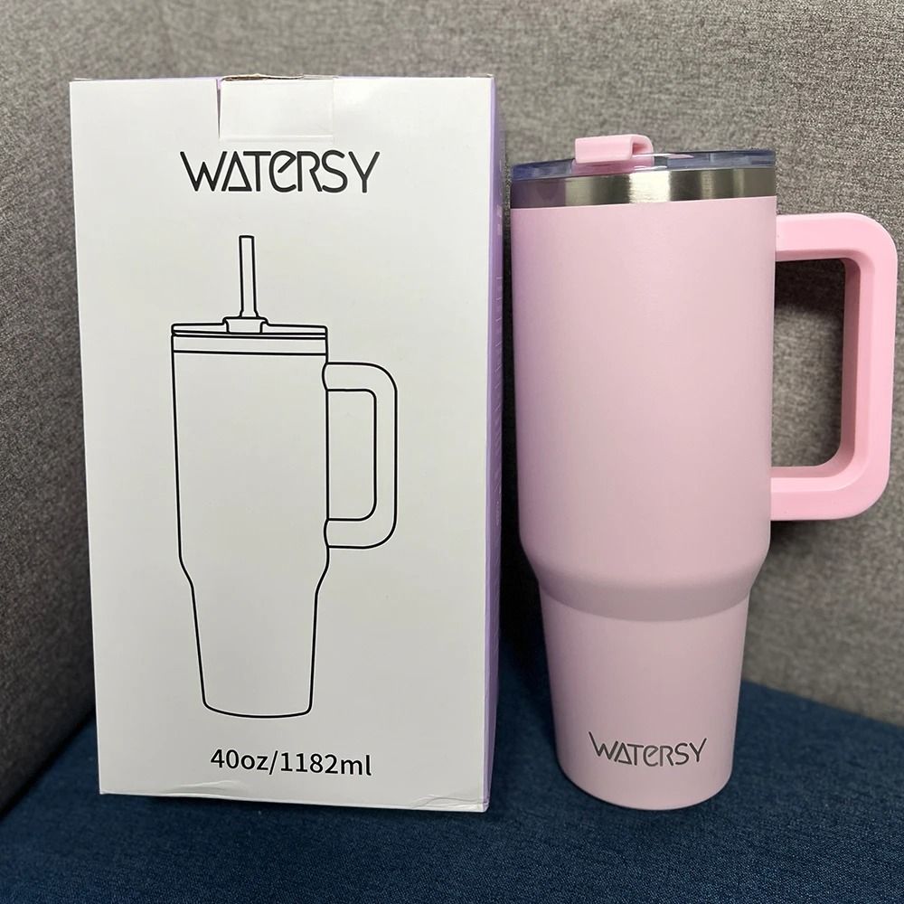 Insulated Stainless Steel Tumbler with Handle and Straw, Large Capacity