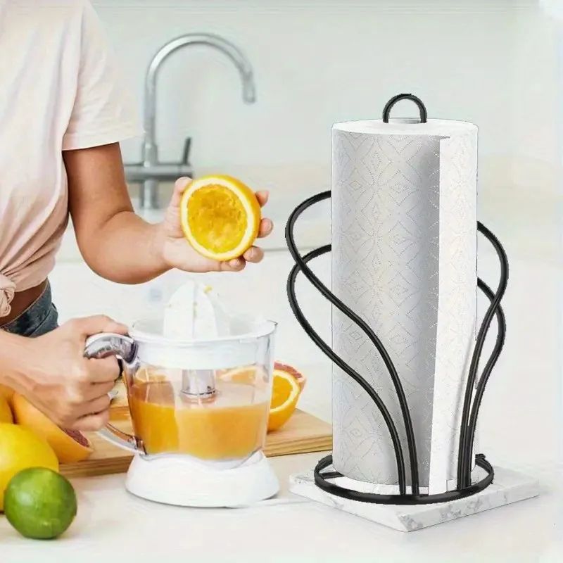 Elegant Gold Metal Paper Towel Holder with Stable Base