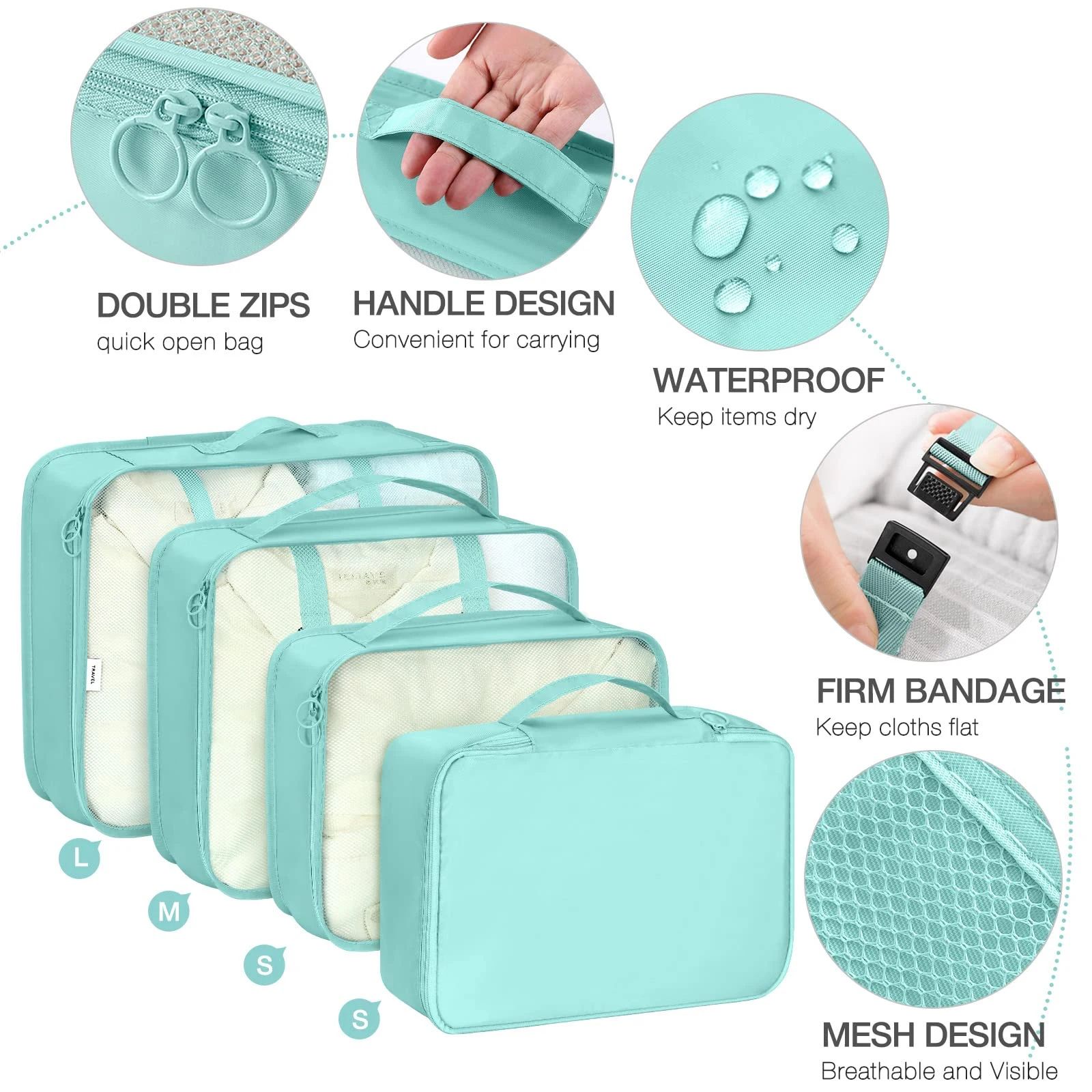 7 Piece Travel Packing Cubes Set