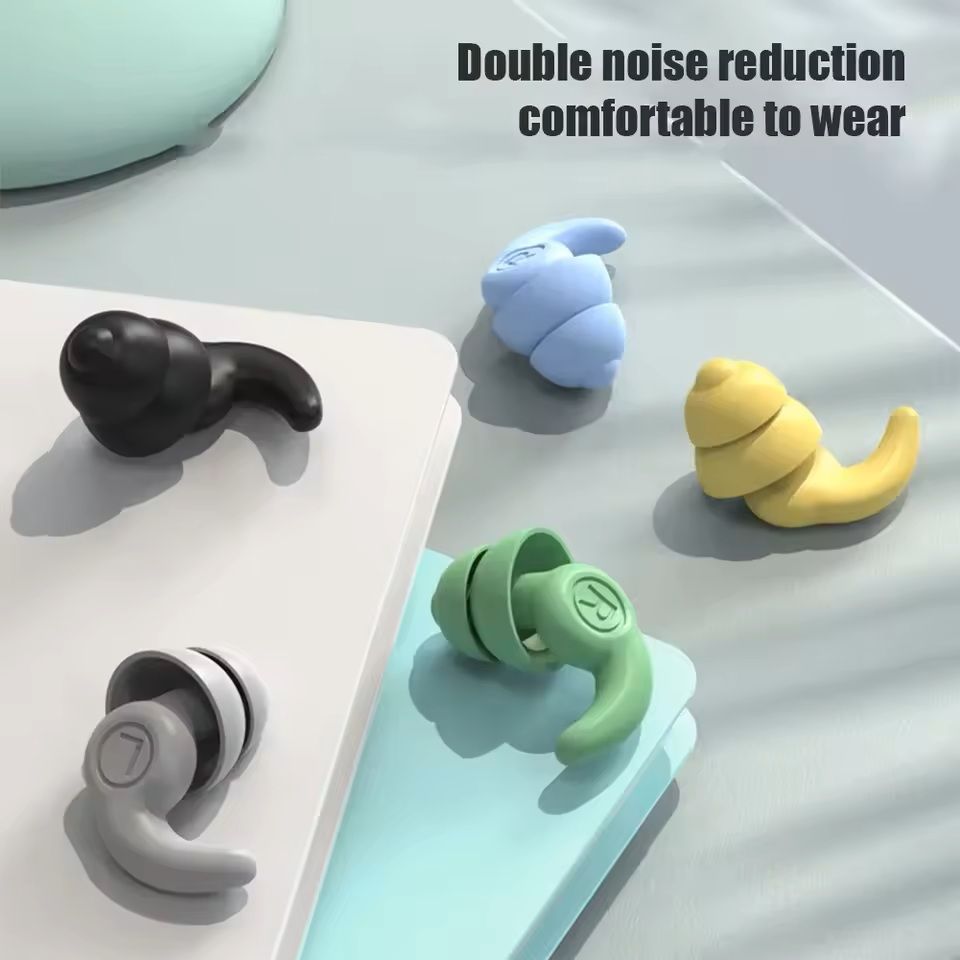 Reusable Silicone Noise Reducing Earplugs for Sleeping Swimming and Sound Protection