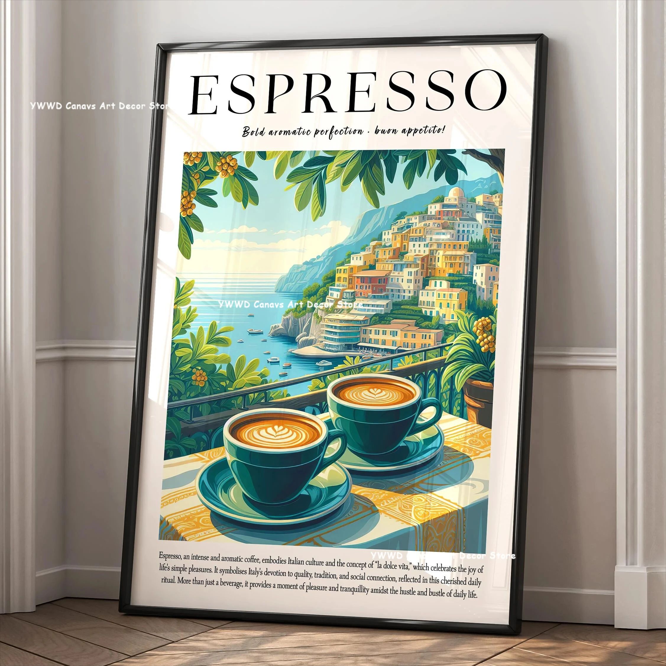 Buongiorno Espresso Canvas Print – Coffee Kitchen Wall Art Poster for Cafe & Modern Home Decor
