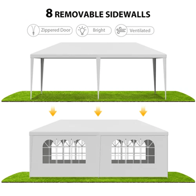 10x30 White Wedding Party Tent with 8 Sidewalls for Outdoor Events
