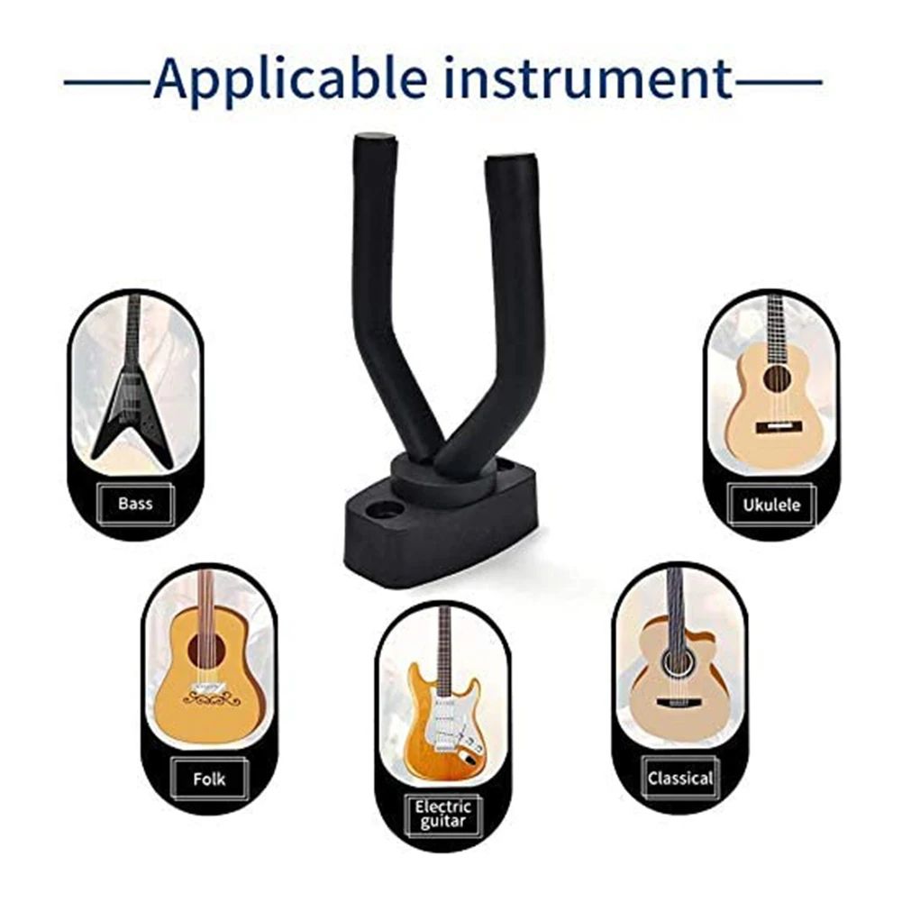 Wall Mount Guitar Hanger with Non-Slip Auto-Lock Bracket for Electric, Bass & Ukulele