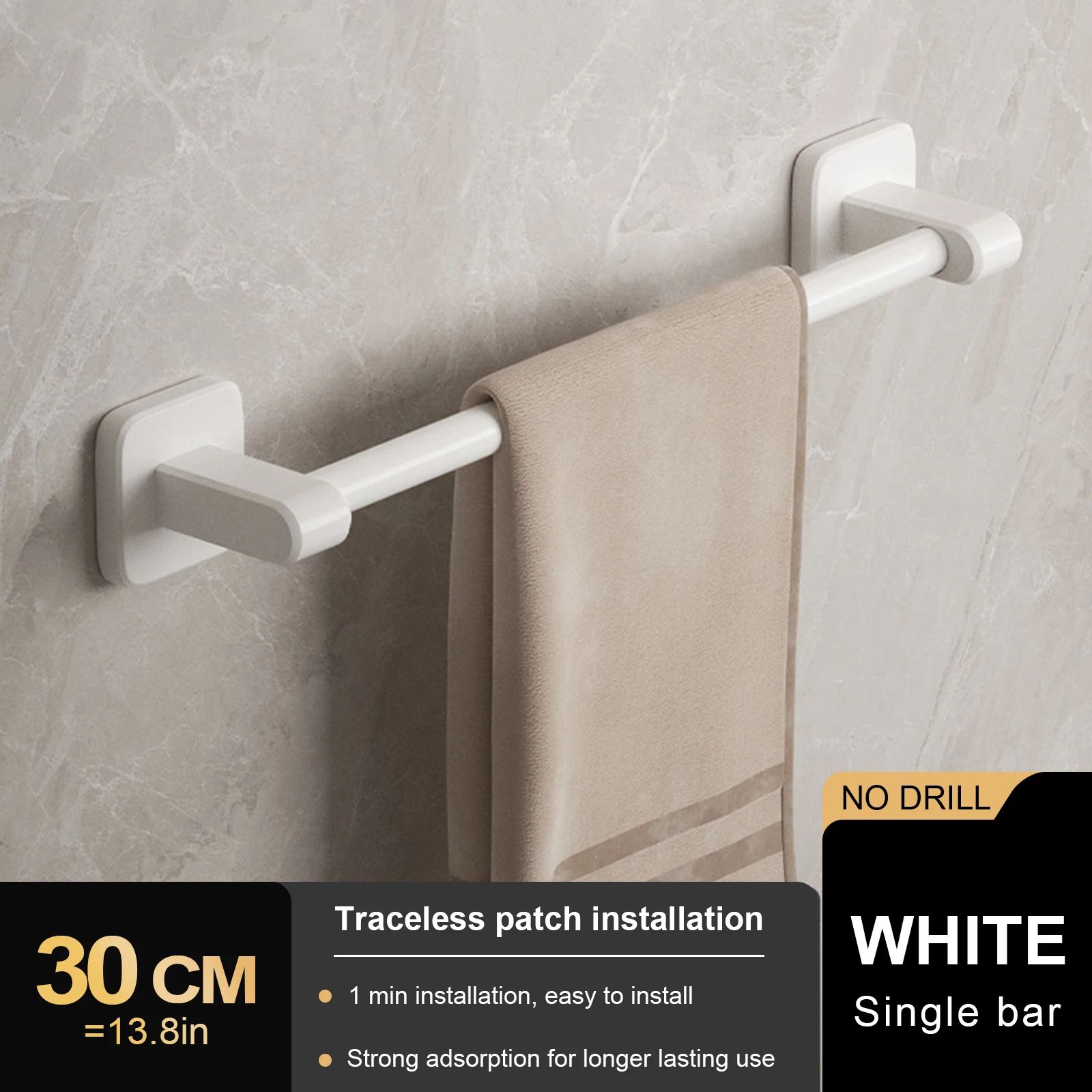 Wall Mount Double Towel Rack – No Drill ABS 2-Tier Bathroom Towel Bar