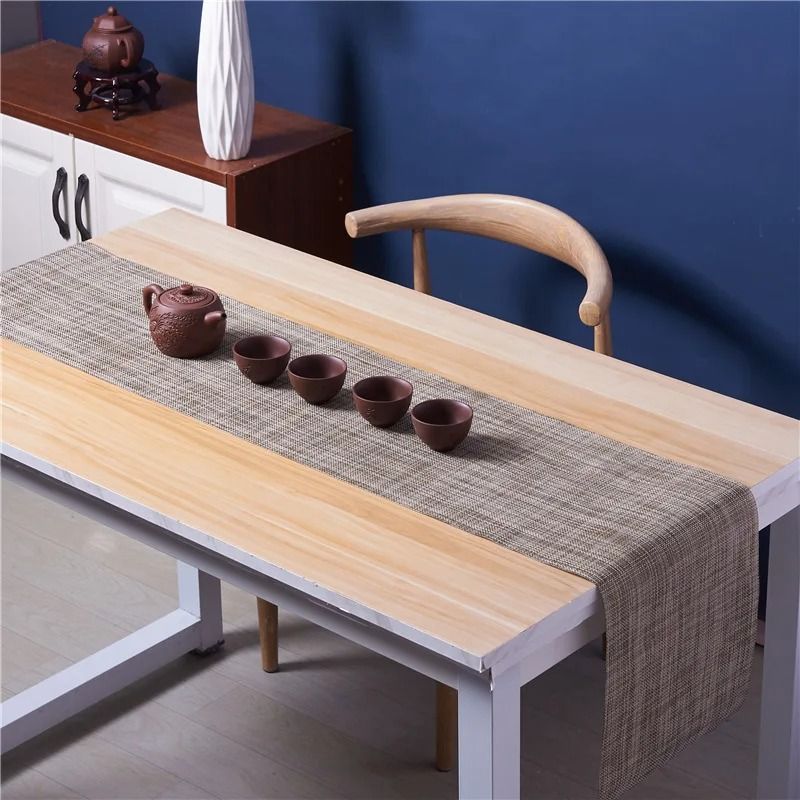 Modern Woven Vinyl Table Runner | Heat-Resistant & Non-Slip PVC Dresser Cover