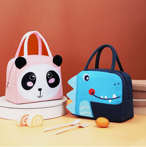 3D Cartoon Bento Lunch Bag Insulated Canvas Handbag with Ice Pack Space