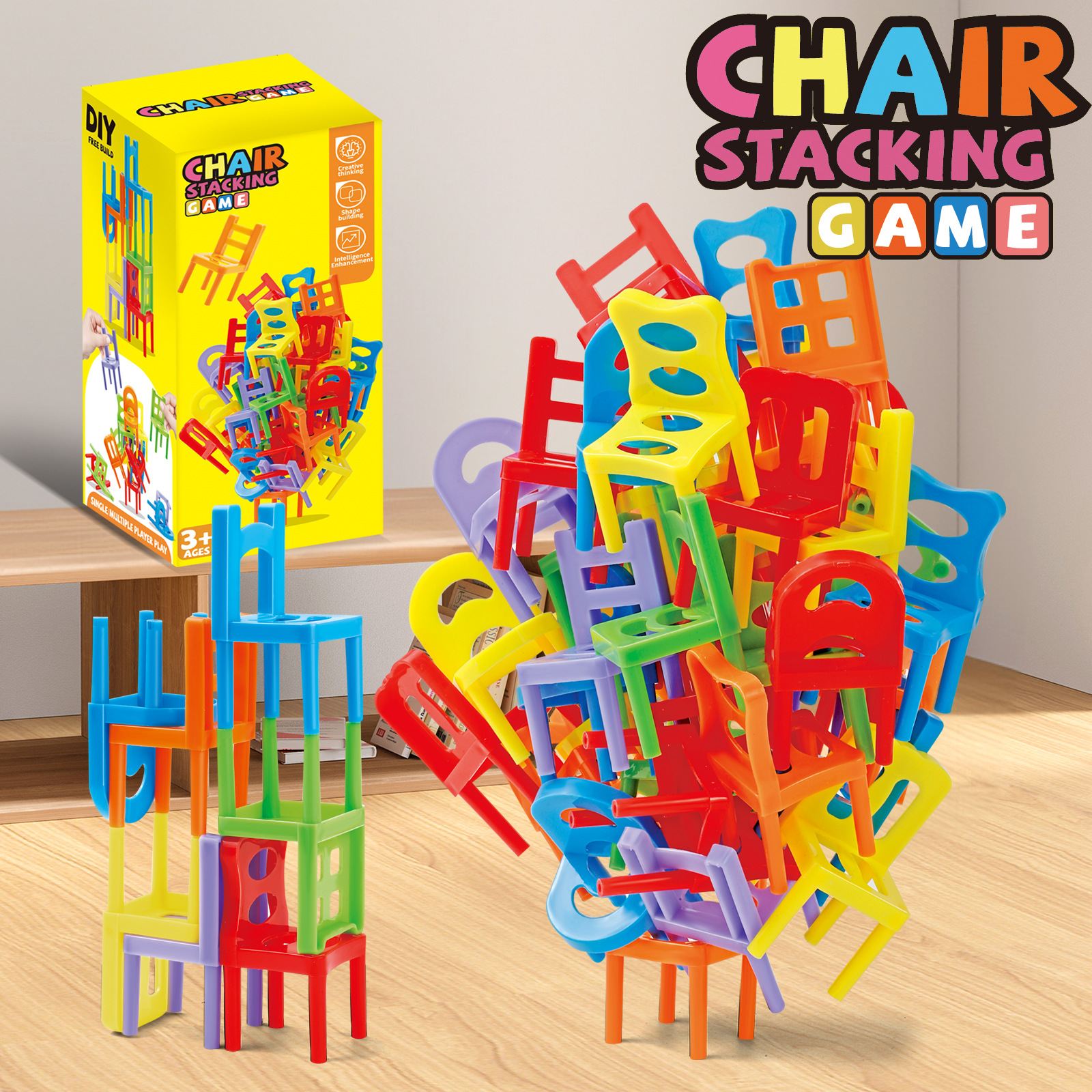 Interactive Stacking Chairs Toy Set Parent-Child Building Blocks for Stress Relief and Fun