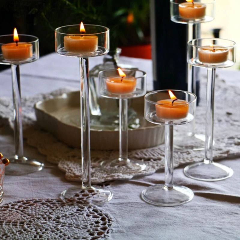 Glass Candle Holders Set