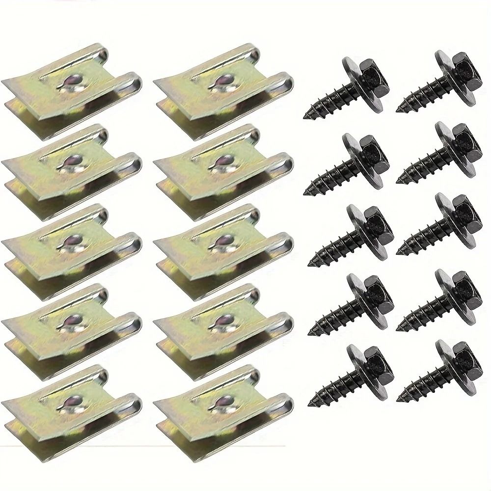 Car Screw Base U Clip Fastener Set for Fender and Bumper 40 Pieces
