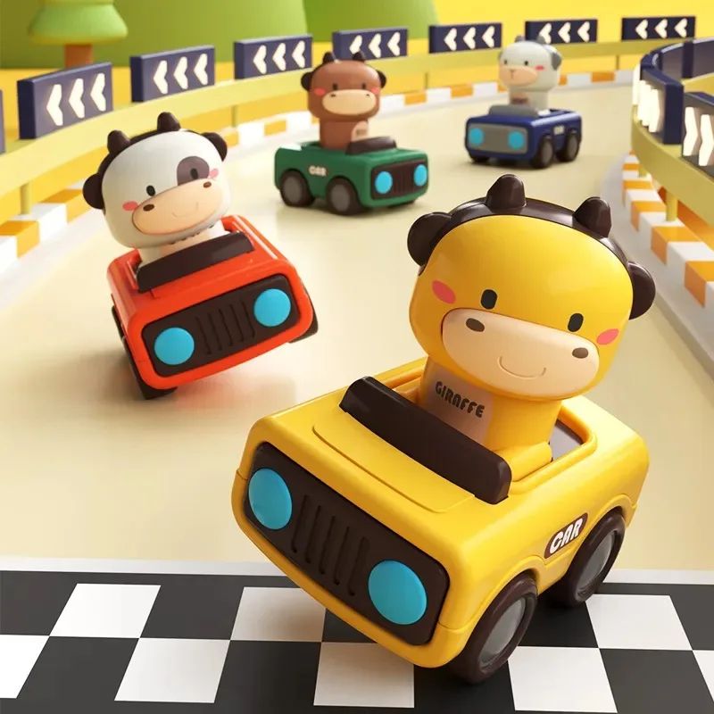 Press & Go Animal Racing Cars – Toddler Push Car Toy Set for Babies 1–3