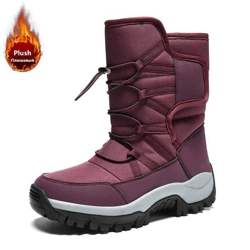 Mens Waterproof Plush Lined Winter Boots Breathable Non Slip Snow Boots