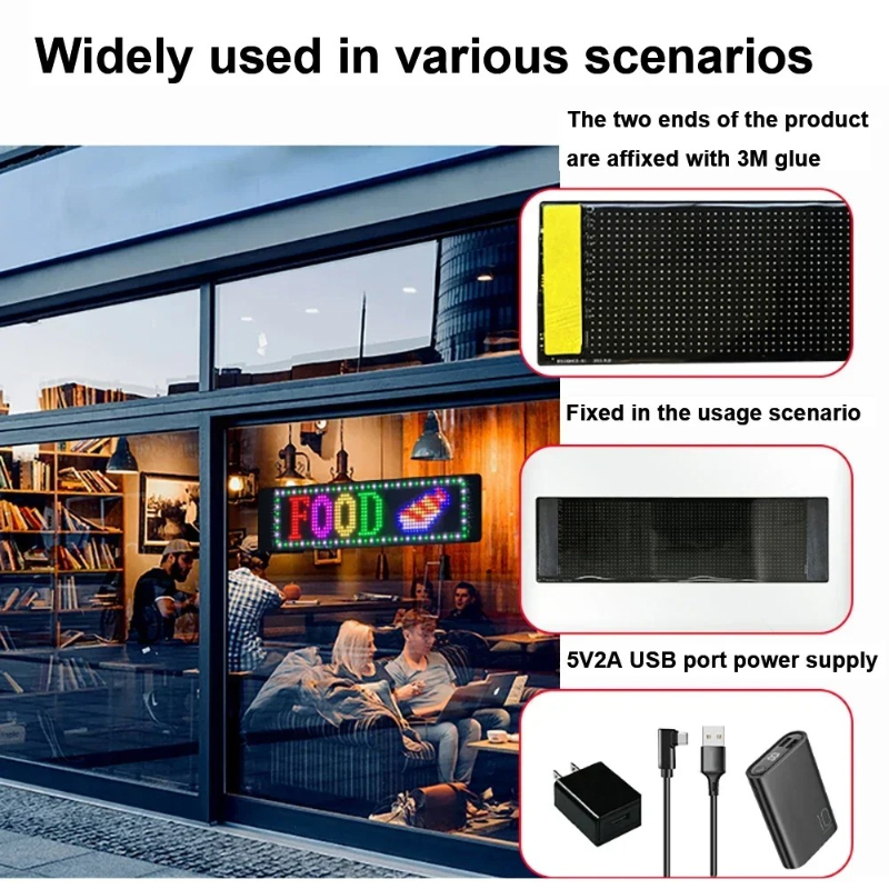 Smart Bluetooth LED Matrix Panel – Programmable Scrolling Night Light for Car, Store, Hotel & Bar
