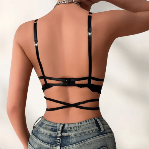Black Lip Print 3 to 4 Cup Wire Free Sexy Lingerie Bra