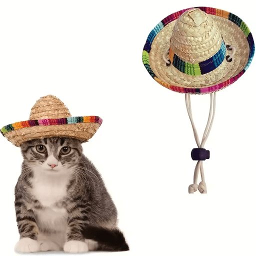 Pet Summer Sun Hat – Adjustable Breathable Cat & Dog Fashion Hat