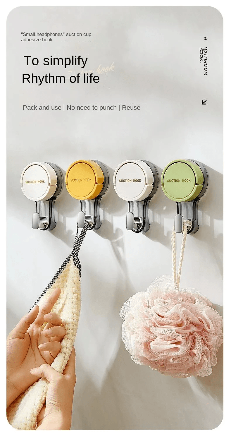 Strong Suction Hooks No Drill Vacuum Adhesive Wall Hooks for Bathroom and Kitchen