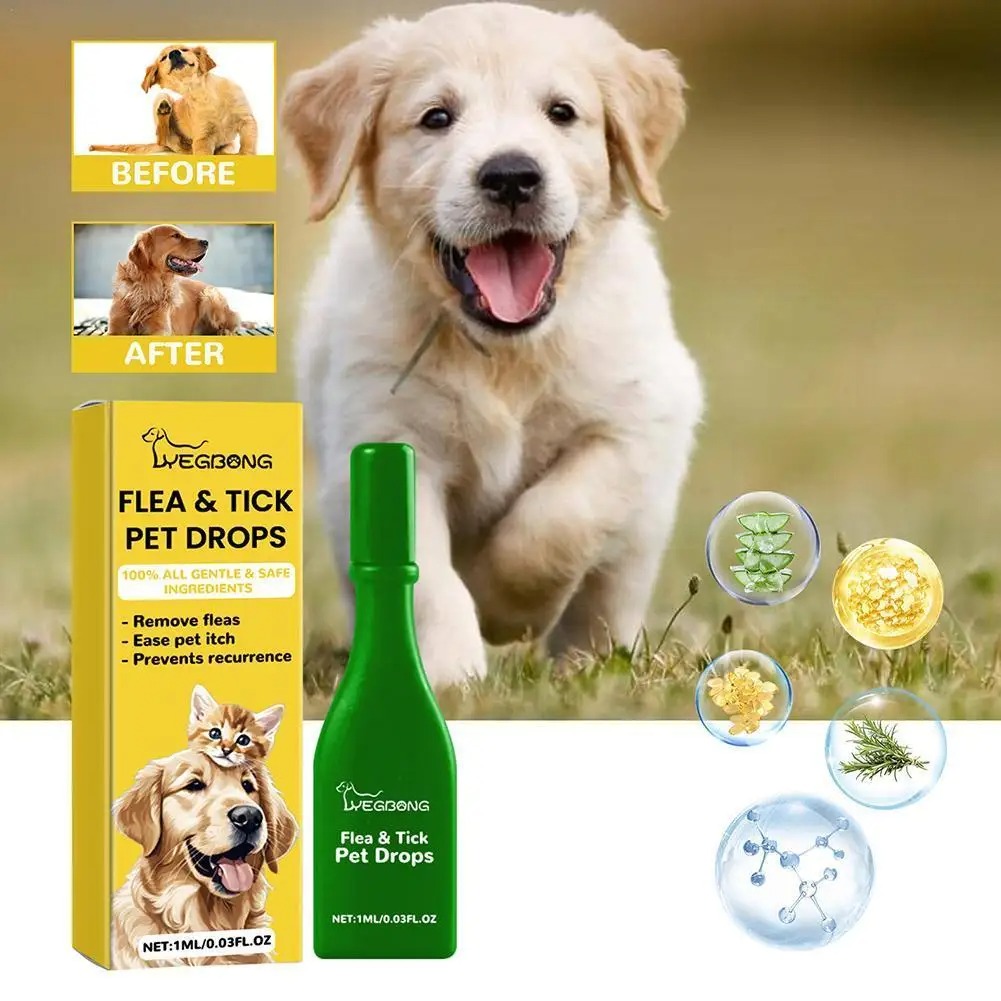 Natural Anti-Flea & Tick Drops for Dogs and Cats – Relieve Itching & Remove Lice