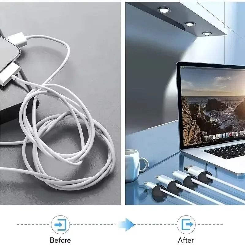 Silicone Desktop Phone Cord Holder – High-Performance Self-Adhesive USB Data Line Organizer
