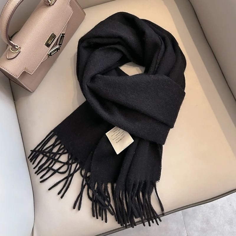 Premium 100% Wool Winter Narrow Scarf – 28 Solid Colors Unisex Warm & Cold-Proof Wrap