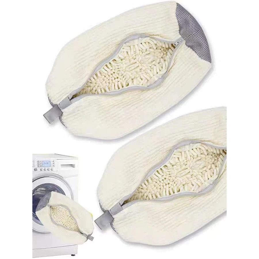 360 Degree Fluffy Shoe Washing Bag Reusable Laundry Cleaner with Zipper
