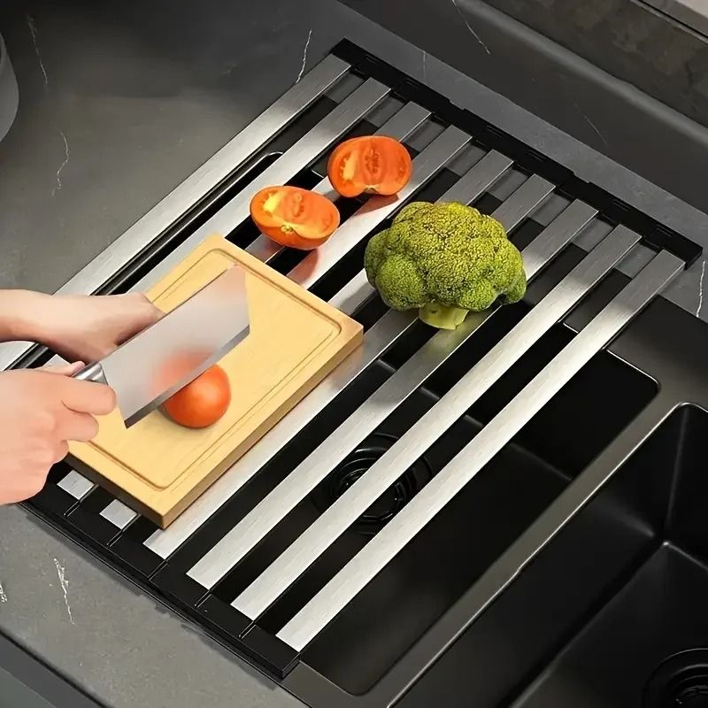 304 Stainless Steel Sink Drain Rack – Foldable Telescopic Dish Rack & Kitchen Drain Basket