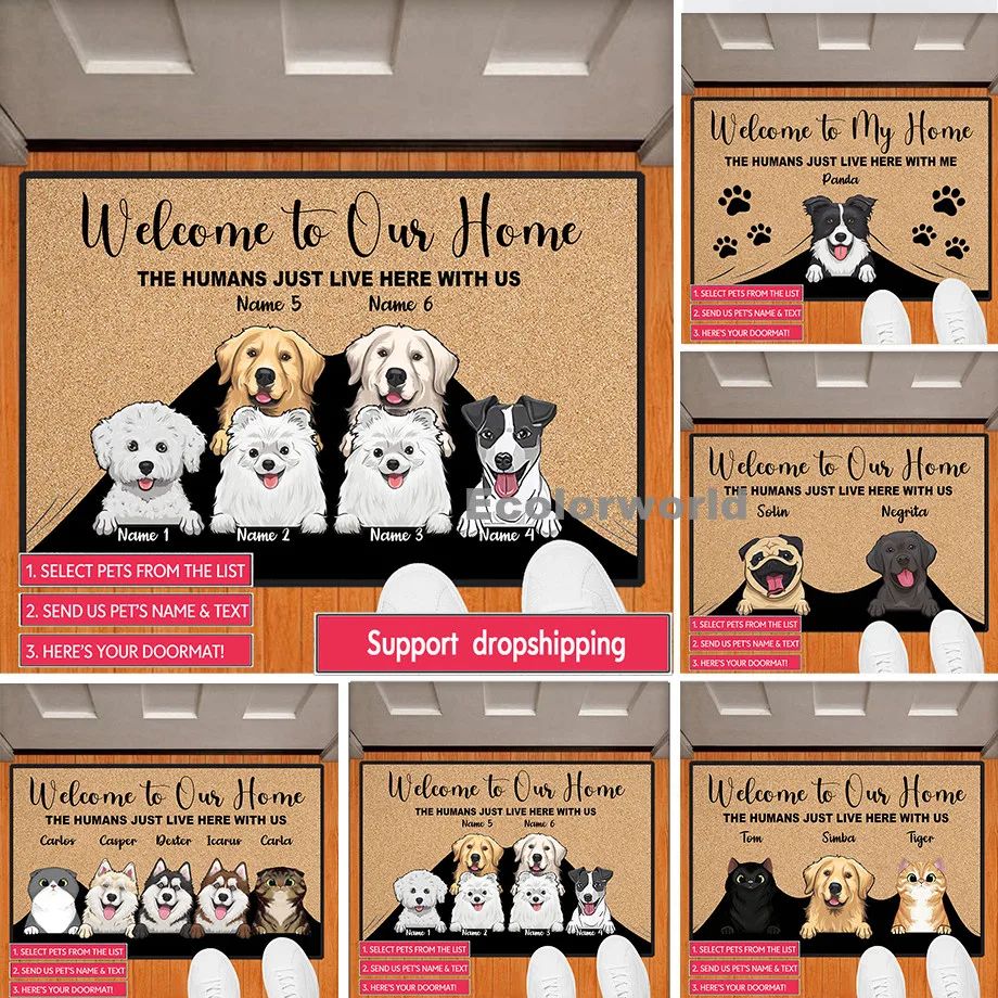 Custom Pet Name Doormat Rug – Personalized Dog Cat Welcome Mat Non-Slip Home Decor