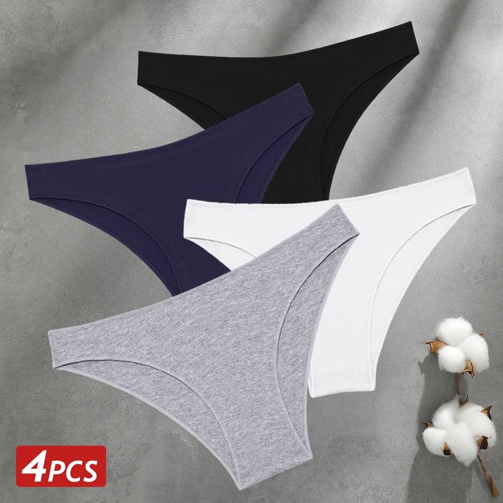 Women Seamless Cotton Panties Set Breathable Low Waist Briefs