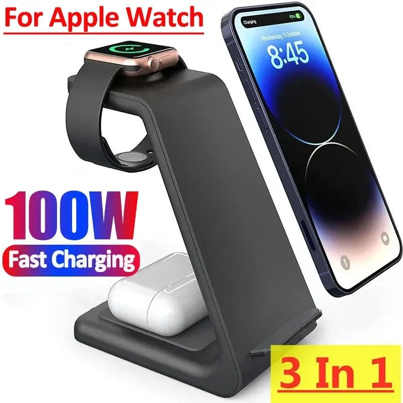3 in 1 Wireless Charging Stand For Phone, Smartwatch & Airpods