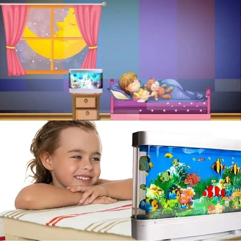 Tropical Fish Tank Lamp Virtual Ocean Motion Night Light