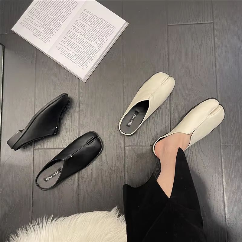 Women's Split Toe Tabi Ninja Flats Leather Casual Loafers