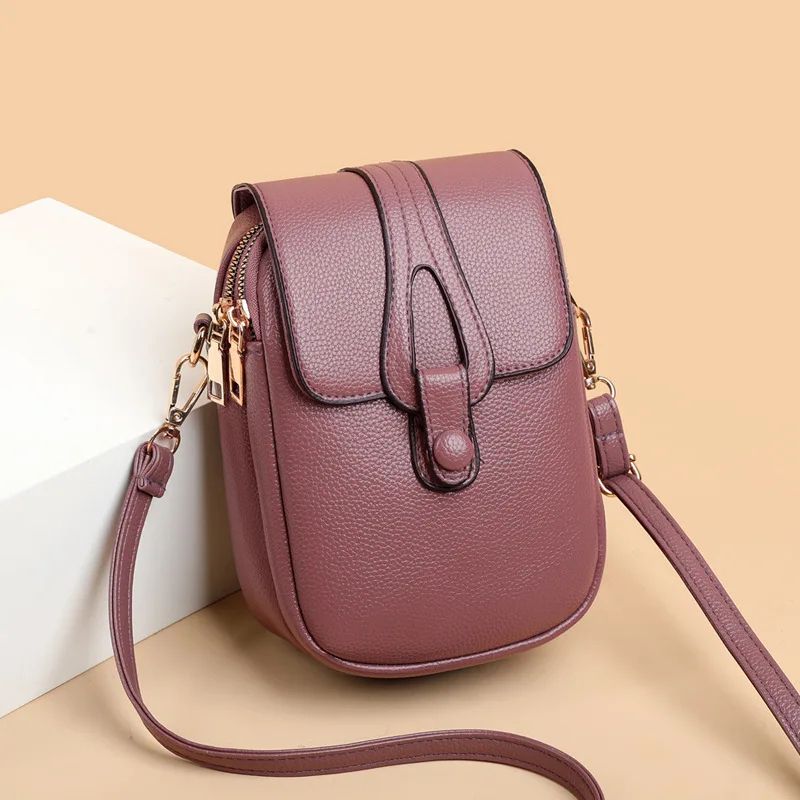 MiniChic PU Leather Phone Crossbody Bag | Women's Stylish Compact Shoulder Messenger Purse