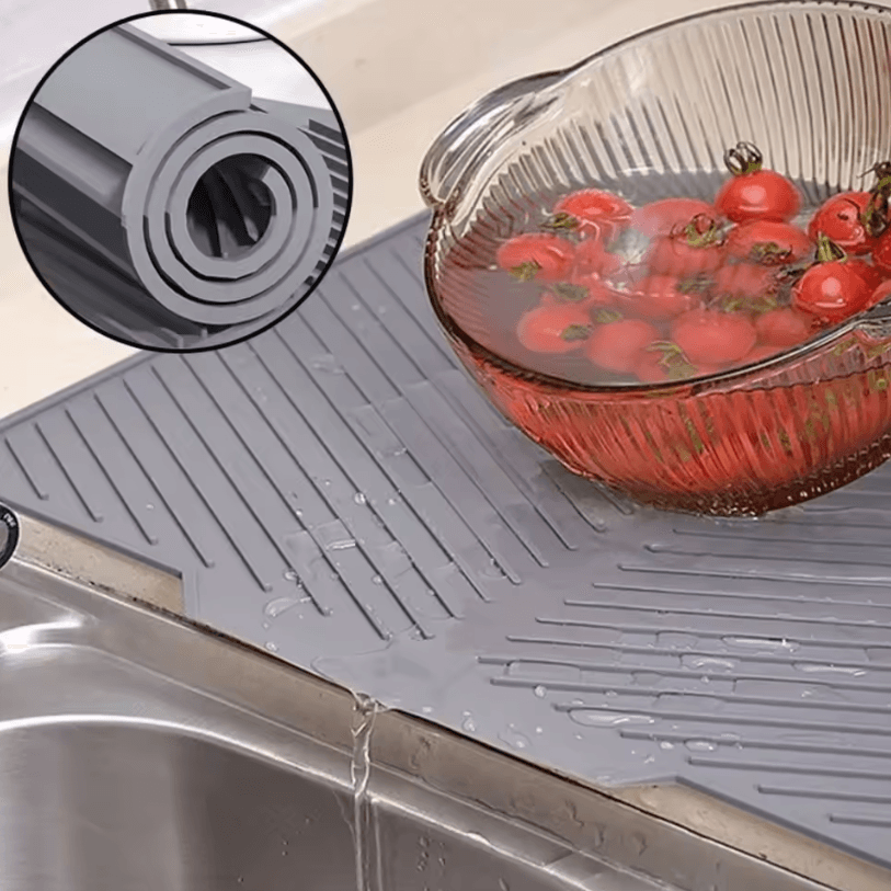 Multi-Purpose Silicone Drain Mat – Non-Slip Bar & Sink Drying Mat for Kitchen and Bathroom Use