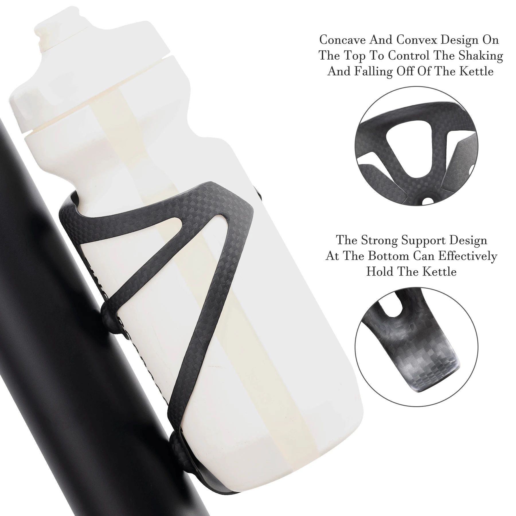 2 Piece Carbon Fiber Bicycle Water Bottle Cage Ultra-Light Matte Black MTB Road Bike Water Bottle Holder with Screws