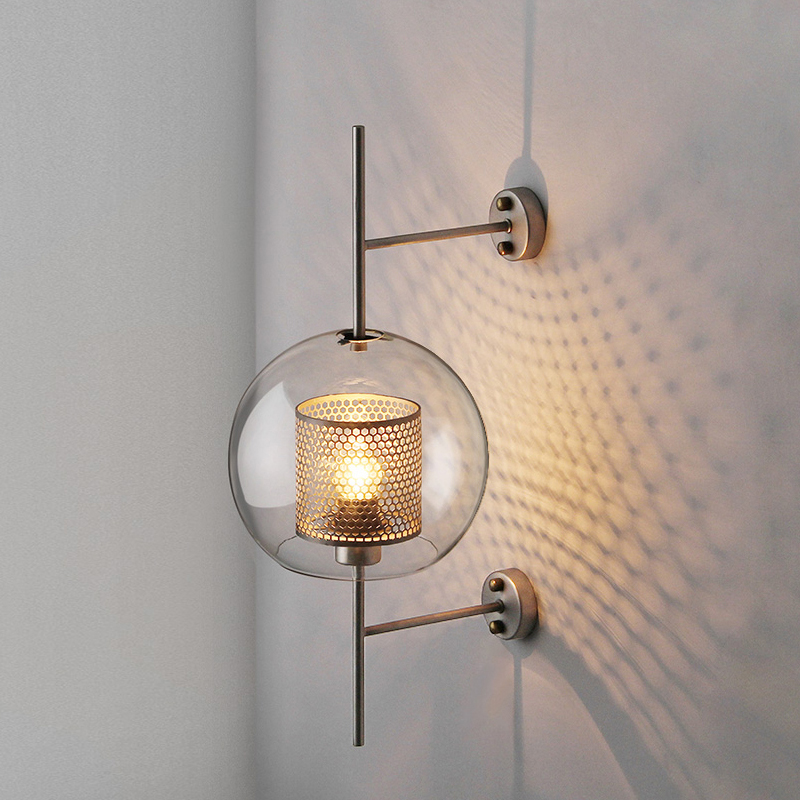 Modern Glass Wall Lamp with Golden Ball, Elegant Bedside Sconce for Living Room and Hallway
