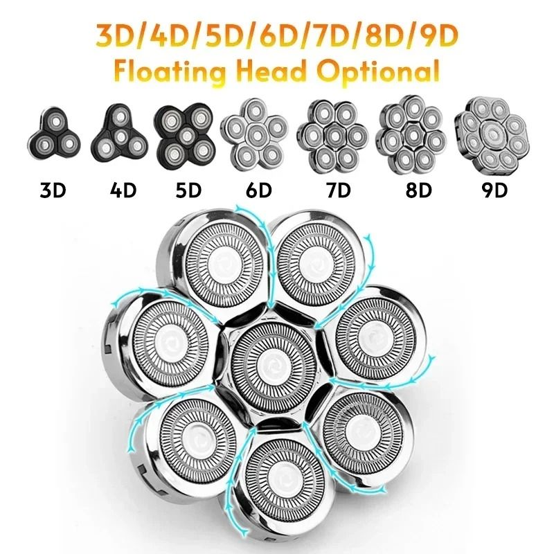 Universal Replacement Shaver & Grooming Heads – 3D to 9D Floating Cutters