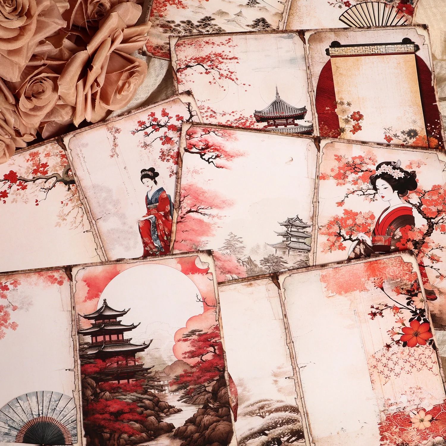 Oriental Cherry Blossom DIY Scrapbook Kit