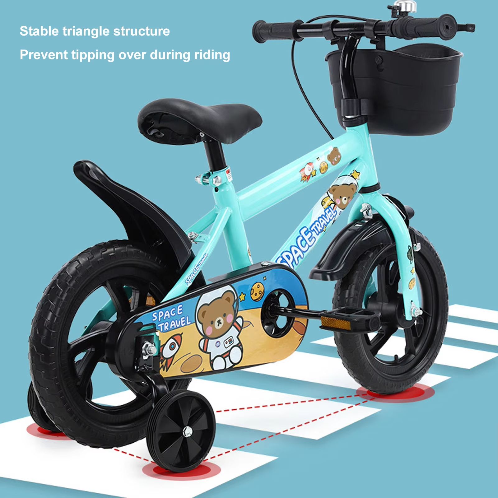 12 Inch Kids Bike with Training Wheels – Stable High Carbon Steel Toddler Bicycle (Green)