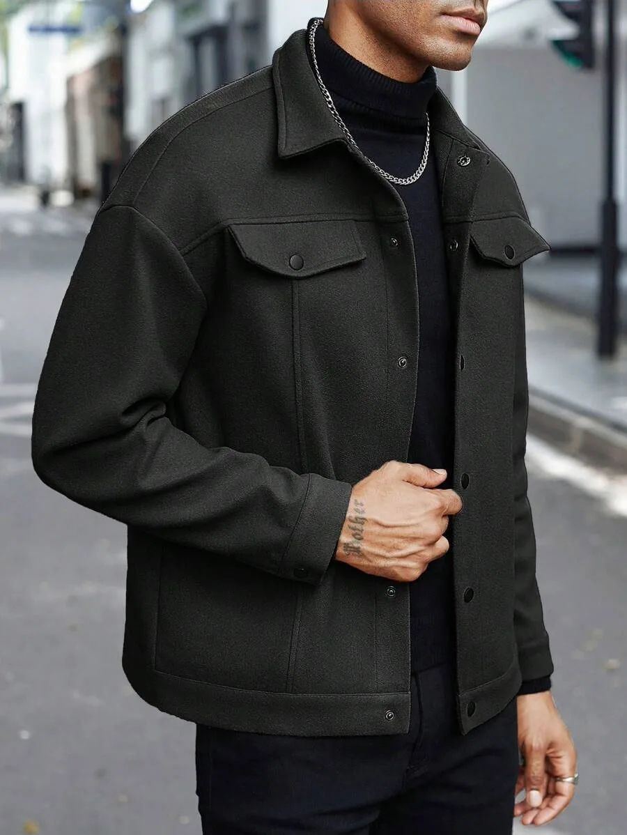 Mens Turtleneck Wool Jacket Casual Business Winter Coat