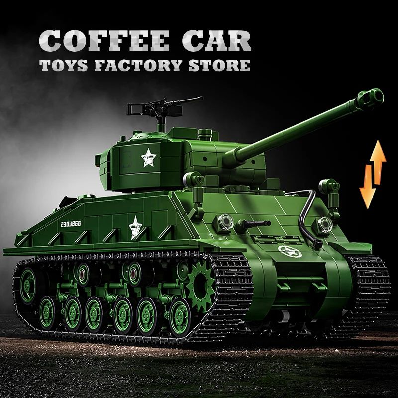WWII US Army M4 Tank Building Blocks Set Military Model Puzzle Toy