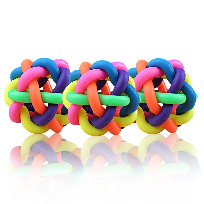 Colorful Pet Training Toy: Squeaky Chew Ball for Dogs & Puppies - Bell Sound, Bite-Resistant - Dog Accessories