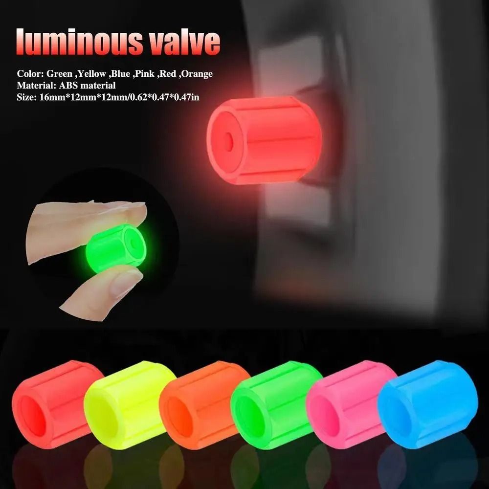 Glow-in-the-Dark Universal Tire Valve Caps - 4 Pack