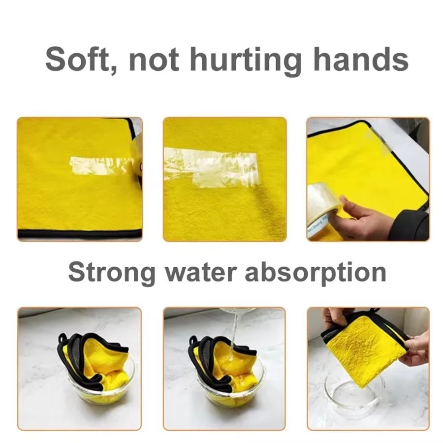 Thick Microfiber Car Cleaning Towels Double Layer Soft Drying Cloth Set