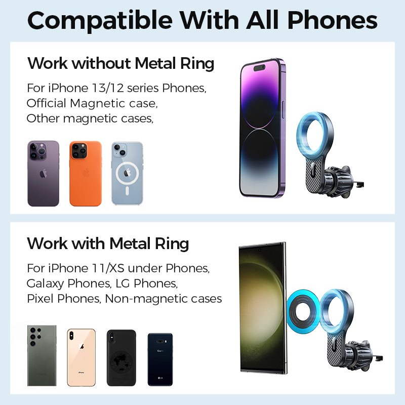Strong Car Air Vent Phone Mount, Universal Magnetic Car Phone Holder, Compatible with iPhone, Samsung, LG, Google Pixel