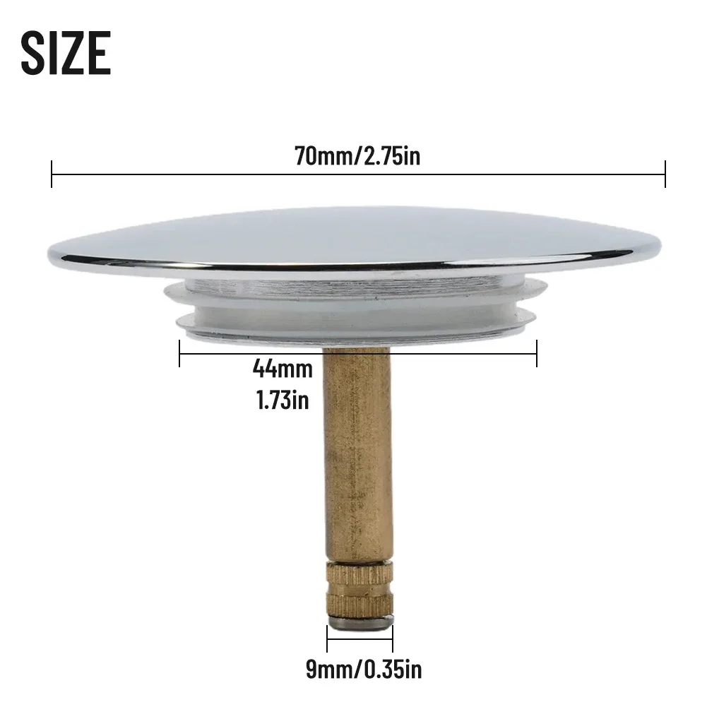 Universal Bathtub Drain Stopper Pop Up Sink Plug Leakproof Silver